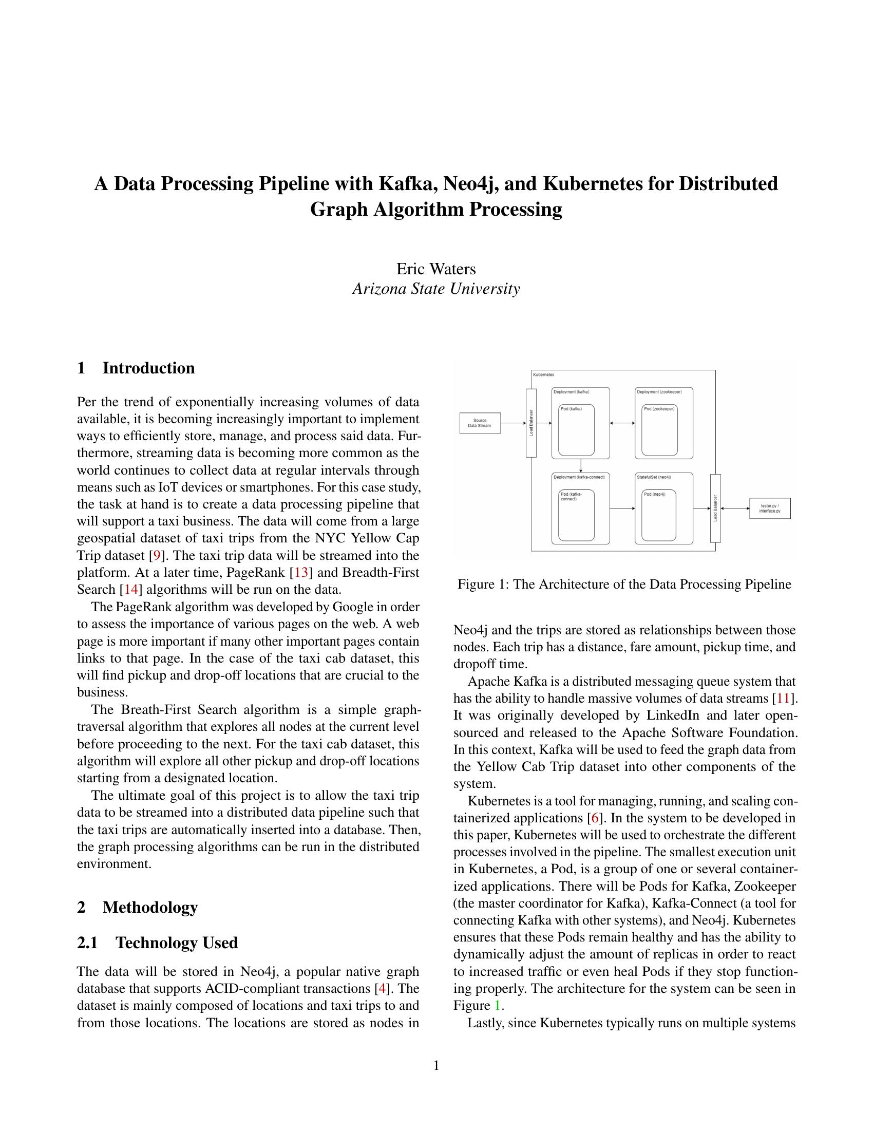 A Data Processing Pipeline with Kafka, Neo4j, and Kubernetes for Distributed Graph Algorithm Processing